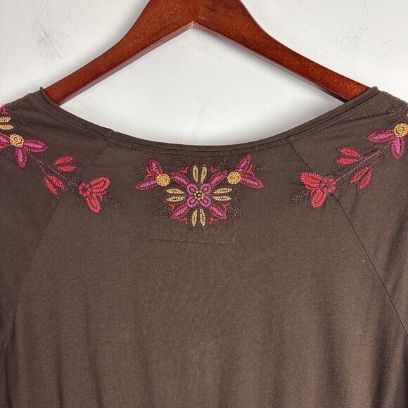 Johnny Was JW Los Angeles Cotton Jersey Knit Mini Dress M Embroidered 3/4 Sleeve - Picture 10 of 13